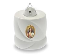 AROBA Bougie funéraire LED - Effet vacillant - Longue durée de combustion jusqu'à 200 jours - Bougie de cimetière réutilisable - Jésus blanc