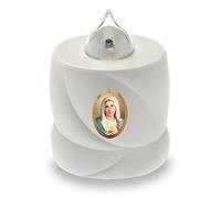 AROBA Bougie funéraire LED - Effet vacillant - Longue durée de combustion jusqu'à 200 jours - Réutilisable - Blanc - Sainte Marie