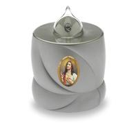 AROBA Bougie funéraire LED - Effet vacillant - Longue durée de combustion - Réutilisable - Jésus argenté