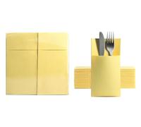 Aroba Lot de 250 serviettes à couverts Soft Point, matière douce, volume et structure, serviettes prêtes à l'emploi avec fente, 39 x 38 cm, pliage en 1/8, bonne qualité, jaune
