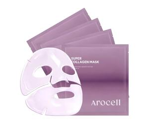 AROCELL Masque super collagène 4 feuilles faciales 5 000 000 ppb Masque hydrogel à double matrice de nuit avec collagène de faible poids moléculaire pour l'élasticité Hydratant Anti-âge
