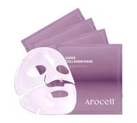 AROCELL OFFICIAL Enfriami Lot de 4 masques faciaux super collagène en hydrogel à double matrice avec collagène de faible poids moléculaire pour une élasticité hydratante, anti-âge