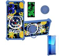Aroepurt Coque avec SPC Wuum One Discovery Coque Case JSL-TYX | Phone Etui Cover [1*Protecteur d'écran en verre trempé][Support anneau][Paillettes dorées + Luminescent]