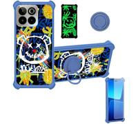 Aroepurt Coque avec SPC ZEUS 2 Elite Coque Case JSL-TYX | Phone Etui Cover [1*Protecteur d'écran en verre trempé][Support anneau][Paillettes dorées + Luminescent]