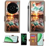 Aroepurt Coque Compatible pour カシオ LEITZ Phone 3 Coque Étui Housse Case Support [avec Film Protecteur HD d'une dureté de 9H] [Blocage RFID][Effet Lumineux Sombre] LPT-FJ