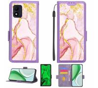 Aroepurt Coque Compatible pour Alcatel 1b 2022 Coque Étui Housse Case Support [avec Film Protecteur HD d'une dureté de 9H] [Blocage RFID][Paillettes dorées + Brillantes] LPT-FDL