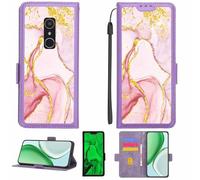 Aroepurt Coque Compatible pour Alcatel 1x 5059a Coque Étui Housse Case Support [avec Film Protecteur HD d'une dureté de 9H] [Blocage RFID][Paillettes dorées + Brillantes] LPT-FDL