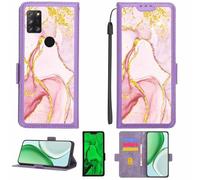 Aroepurt Coque Compatible pour Alcatel 3X 2020 Coque Étui Housse Case Support [avec Film Protecteur HD d'une dureté de 9H] [Blocage RFID][Paillettes dorées + Brillantes] LPT-FDL