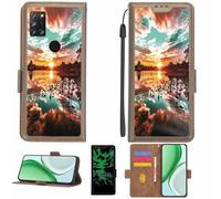Aroepurt Coque Compatible pour Alcatel 3X 2020 Coque Étui Housse Case Support [avec Film Protecteur HD d'une dureté de 9H] [Blocage RFID][Effet Lumineux Sombre] LPT-FJ