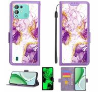 Aroepurt Coque Compatible pour Blackview A55 Pro Coque Étui Housse Case Support [avec Film Protecteur HD d'une dureté de 9H] [Blocage RFID][Paillettes dorées + Brillantes] LPT-ZDL