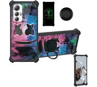 Aroepurt Coque Compatible pour Cubot Max 5 MAX5 5G Coque Étui [avec Trempé 9H Protection D'écran] Case Support de Bague PC + Silicone YGH-BQ