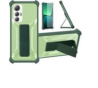 Aroepurt Coque Compatible pour Cubot Max 5 MAX5 5G Coque Étui Case Cover Hybride [avec Protection d'écran en Verre trempé] [Support magnétique Pliable] Vert