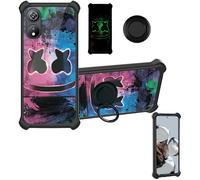 Aroepurt Coque Compatible pour Cubot Note 60 Coque Étui [avec Trempé 9H Protection D'écran] Case Support de Bague PC + Silicone YGH-BQ
