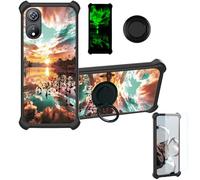 Aroepurt Coque Compatible pour Cubot Note 60 Coque Étui [avec Trempé 9H Protection D'écran] Case Support de Bague PC + Silicone YGH-FJ