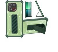 Aroepurt Coque Compatible pour Emporia ME6 5G Coque Étui Case Cover Hybride [avec Protection d'écran en Verre trempé] [Support magnétique Pliable] Vert