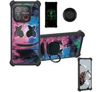 Aroepurt Coque Compatible pour Emporia Smart.ME7 Coque Étui [avec Trempé 9H Protection D'écran] Case Support de Bague PC + Silicone YGH-BQ