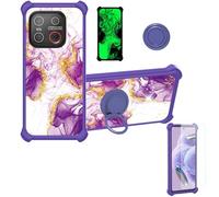 Aroepurt Coque Compatible pour Emporia Smart.ME7 Coque Étui [avec Trempé 9H Protection D'écran] Case Support de Bague PC + Silicone JSZ-ZDL