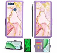 Aroepurt Coque Compatible pour Honor 7X Coque Étui Housse Case Support [avec Film Protecteur HD d'une dureté de 9H] [Blocage RFID][Paillettes dorées + Brillantes] LPT-FDL