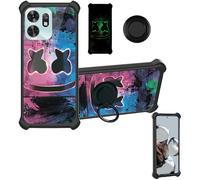 Aroepurt Coque Compatible pour Honor Play 60A Coque Étui [avec Trempé 9H Protection D'écran] Case Support de Bague PC + Silicone YGH-BQ