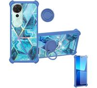 Aroepurt Coque Compatible pour Honor Play 70 Plus Coque Étui [avec Trempé 9H Protection D'écran] Case Support de Bague PC + Silicone IMDL-LS
