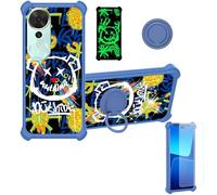 Aroepurt Coque Compatible pour Honor Play 70 Plus Coque Étui [avec Trempé 9H Protection D'écran] Case Support de Bague PC + Silicone JSL-TYX