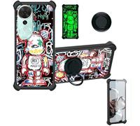 Aroepurt Coque Compatible pour Honor Play 70 Plus Coque Étui [avec Trempé 9H Protection D'écran] Case Support de Bague PC + Silicone YGH-MXX