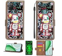 Aroepurt Coque Compatible pour HTC Wildfire E2 Plus Coque Étui Housse Case Support [avec Film Protecteur HD d'une dureté de 9H] [Blocage RFID][Effet Lumineux Sombre] LPT-MXX