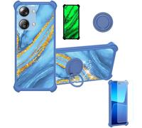 Aroepurt Coque Compatible pour HTC Wildfire E4 Plus Coque Étui [avec Trempé 9H Protection D'écran] Case Support de Bague PC + Silicone JSL-LDL