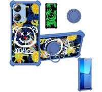 Aroepurt Coque Compatible pour HTC Wildfire E4 Plus Coque Étui [avec Trempé 9H Protection D'écran] Case Support de Bague PC + Silicone JSL-TYX