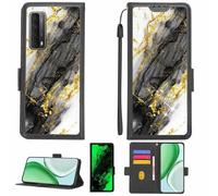 Aroepurt Coque Compatible pour Huawei P Smart PSMART 2021 Coque Étui Housse Case Support [avec Film Protecteur HD d'une dureté de 9H] [Blocage RFID][Paillettes dorées + Brillantes] LPT-HDL