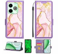 Aroepurt Coque Compatible pour Infinix Hot 40i Coque Étui Housse Case Support [avec Film Protecteur HD d'une dureté de 9H] [Blocage RFID][Paillettes dorées + Brillantes] LPT-FDL