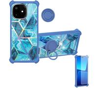 Aroepurt Coque Compatible pour Lava Play Ultra LXX521 Coque Étui [avec Trempé 9H Protection D'écran] Case Support de Bague PC + Silicone IMDL-LS