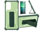 Aroepurt Coque Compatible pour Logicom Elio Coque Étui Case Cover Hybride [avec Protection d'écran en Verre trempé] [Support magnétique Pliable] Vert