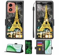 Aroepurt Coque Compatible pour Motorola Moto G04s Coque Étui Housse Case Support [avec Film Protecteur HD d'une dureté de 9H] [Blocage RFID][Paillettes dorées + Brillantes] LPT-TT