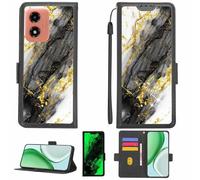 Aroepurt Coque Compatible pour Motorola Moto G04s Coque Étui Housse Case Support [avec Film Protecteur HD d'une dureté de 9H] [Blocage RFID][Paillettes dorées + Brillantes] LPT-HDL