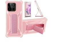 Aroepurt Coque Compatible pour myPhone N23 5G Coque Étui Case Cover Hybride [avec Protection d'écran en Verre trempé] [Support magnétique Pliable] Rose