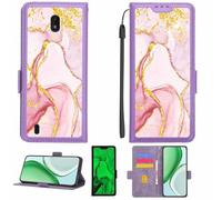 Aroepurt Coque Compatible pour Nokia C1 2nd Edition Coque Étui Housse Case Support [avec Film Protecteur HD d'une dureté de 9H] [Blocage RFID][Paillettes dorées + Brillantes] LPT-FDL