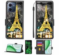 Aroepurt Coque Compatible pour Oppo A5X 5G Pkw110 Coque Étui Housse Case Support [avec Film Protecteur HD d'une dureté de 9H] [Blocage RFID][Paillettes dorées + Brillantes] LPT-TT