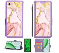 Aroepurt Coque Compatible pour Oppo A73 4G Coque Étui Housse Case Support [avec Film Protecteur HD d'une dureté de 9H] [Blocage RFID][Paillettes dorées + Brillantes] LPT-FDL