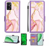 Aroepurt Coque Compatible pour Oppo A76 Coque Étui Housse Case Support [avec Film Protecteur HD d'une dureté de 9H] [Blocage RFID][Paillettes dorées + Brillantes] LPT-FDL