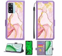 Aroepurt Coque Compatible pour Oppo A77 4G Coque Étui Housse Case Support [avec Film Protecteur HD d'une dureté de 9H] [Blocage RFID][Paillettes dorées + Brillantes] LPT-FDL