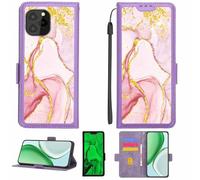 Aroepurt Coque Compatible pour Oukitel C21 Pro Coque Étui Housse Case Support [avec Film Protecteur HD d'une dureté de 9H] [Blocage RFID][Paillettes dorées + Brillantes] LPT-FDL