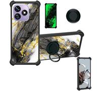 Aroepurt Coque Compatible pour Oukitel C51 Coque Étui [avec Trempé 9H Protection D'écran] Case Support de Bague PC + Silicone JSH-HDL