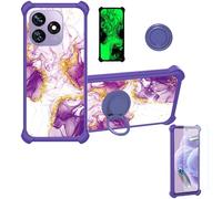 Aroepurt Coque Compatible pour Oukitel C51 Coque Étui [avec Trempé 9H Protection D'écran] Case Support de Bague PC + Silicone JSZ-ZDL