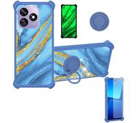 Aroepurt Coque Compatible pour Oukitel C51 Coque Étui [avec Trempé 9H Protection D'écran] Case Support de Bague PC + Silicone JSL-LDL