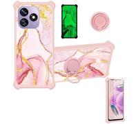 Aroepurt Coque Compatible pour Oukitel C51 Coque Étui [avec Trempé 9H Protection D'écran] Case Support de Bague PC + Silicone JSF-FDL