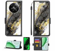 Aroepurt Coque Compatible pour Realme 12x 5g Coque Étui Housse Case Support [avec Film Protecteur HD d'une dureté de 9H] [Blocage RFID][Paillettes dorées + Brillantes] LPT-HDL