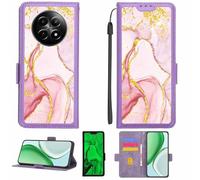 Aroepurt Coque Compatible pour Realme 12x 5g Coque Étui Housse Case Support [avec Film Protecteur HD d'une dureté de 9H] [Blocage RFID][Paillettes dorées + Brillantes] LPT-FDL