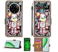 Aroepurt Coque Compatible pour Realme 14 Pro+Plus Coque Étui [avec Trempé 9H Protection D'écran][Blocage RFID][Effet Lumineux] PTZ-MXX