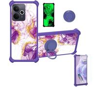 Aroepurt Coque Compatible pour Realme 14T 5G Coque Étui [avec Trempé 9H Protection D'écran] Case Support de Bague PC + Silicone JSZ-ZDL